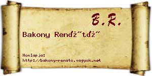 Bakony Renátó névjegykártya