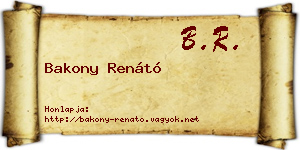 Bakony Renátó névjegykártya